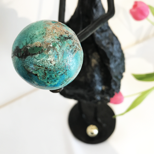 Le mystère - détail- Bronze et Chrysocolle - Magali Willems _Prix Sculpture SPAF BRETAGNE- 2018