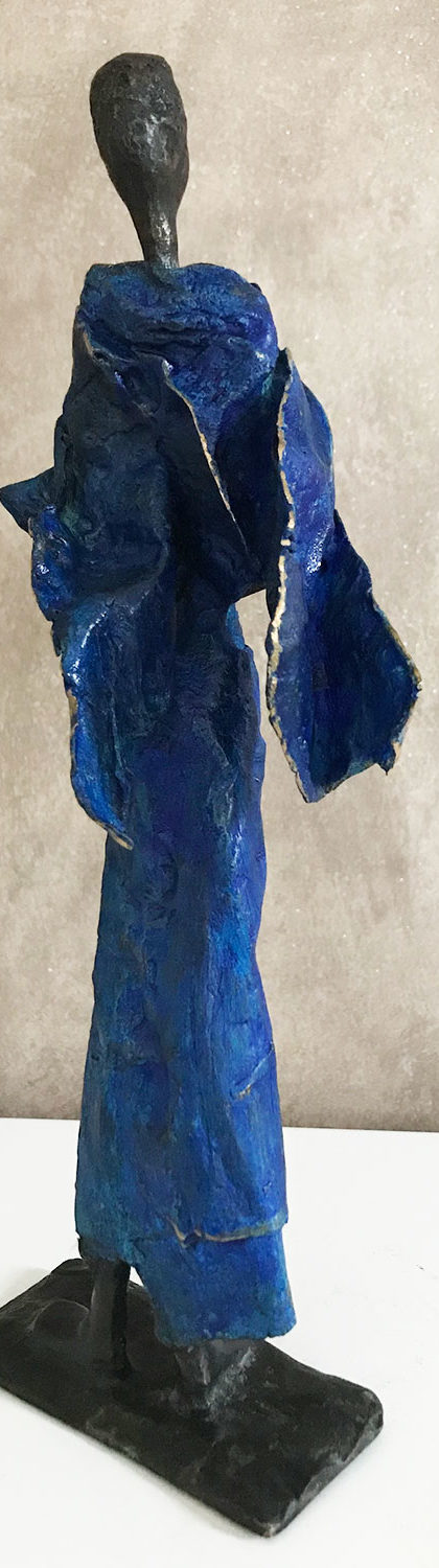 Sahara - dos - Femme patine bleue - bronze - oeuvre unique - M.WILLEMS