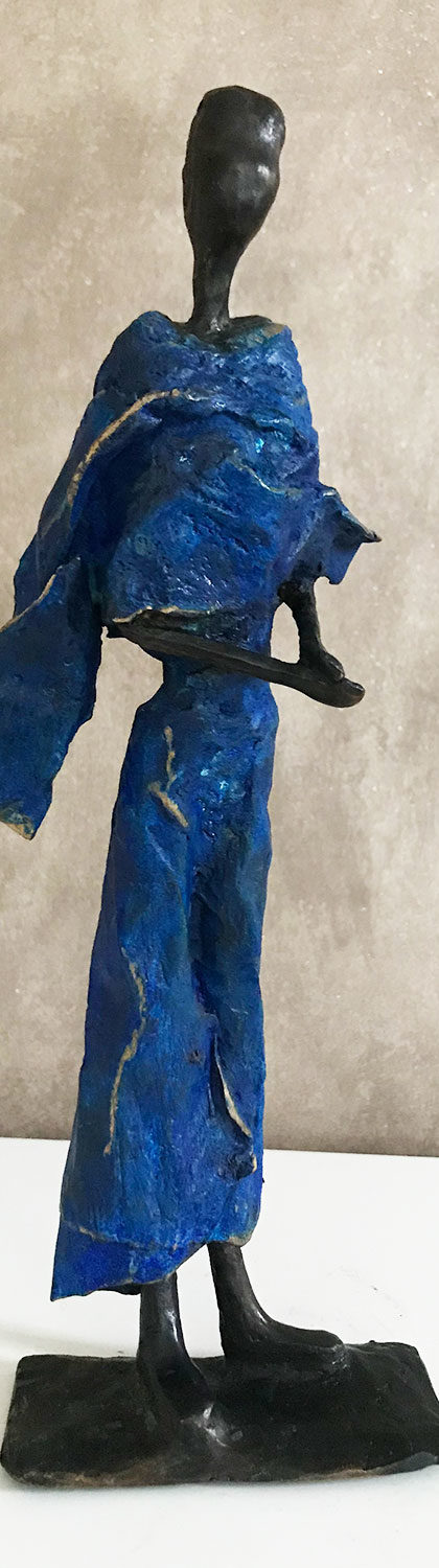 Sahara - Femme patine bleue - bronze - oeuvre unique