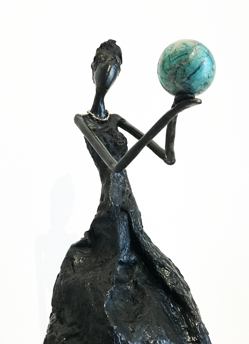 Le mystère - détail- Bronze et Chrysocolle - Magali Willems - 2018