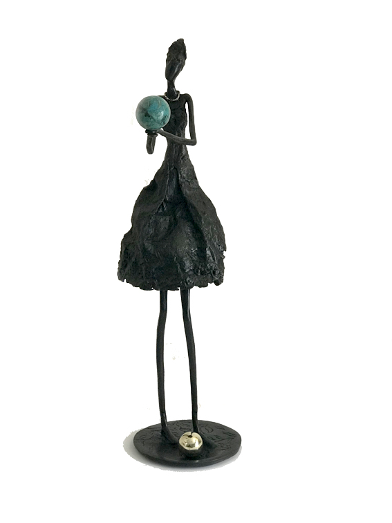 Le mystère - détail- Bronze et Chrysocolle - Magali Willems - 2018