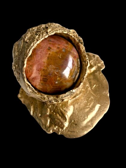 La Bogue - bronze avec bois pétrifié - oeuvre unique