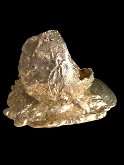 La Bogue - bronze avec bois pétrifié - oeuvre unique