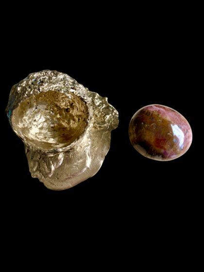 La Bogue - bronze avec bois pétrifié - oeuvre unique