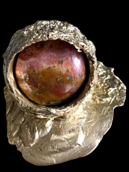 La Bogue - bronze avec bois pétrifié - oeuvre unique