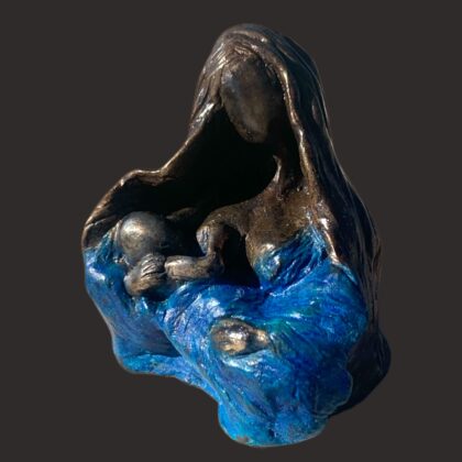 maternité 1/8 bronze - patine brune et bleue - Magali Willems