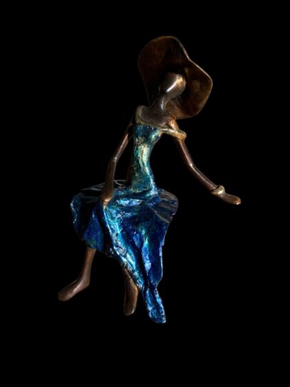 Bleue irisée bronze oeuvre unique Magali Willems