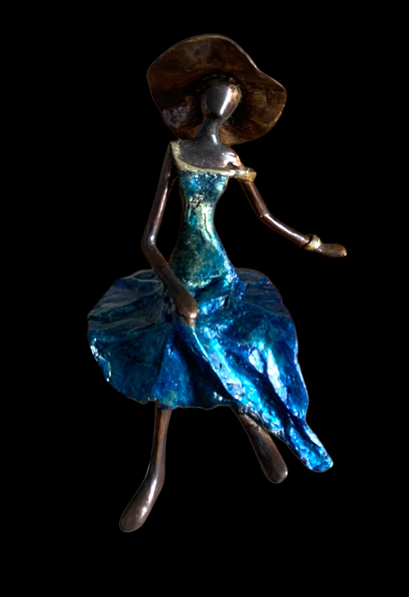 Bleue irisée bronze oeuvre unique Magali Willems